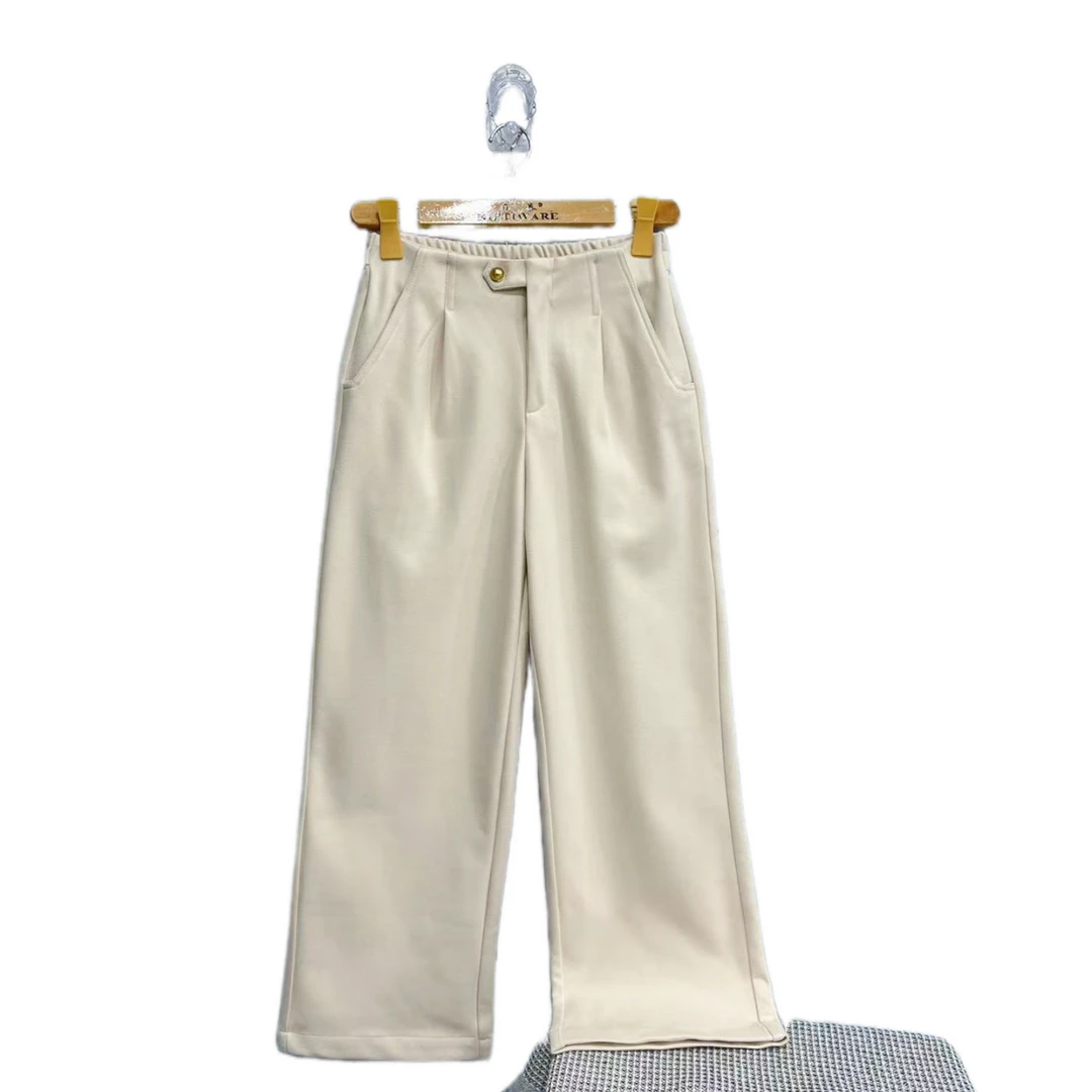 2733  纯色  一粒扣  口袋  舒适  百搭  加绒  休闲裤