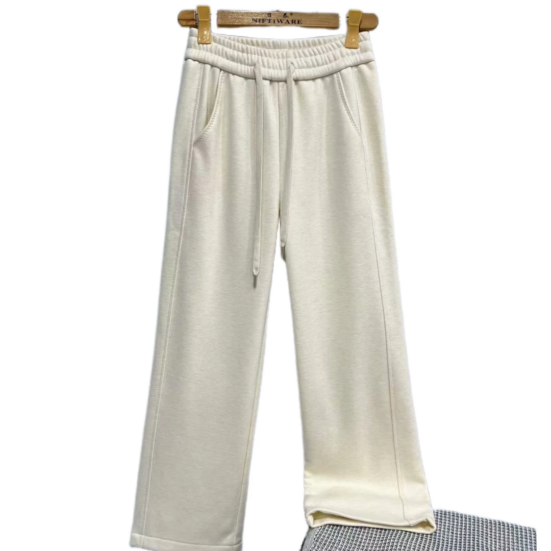 6539  简约  纯色  松紧腰  百搭  舒适  时尚  加绒  休闲裤