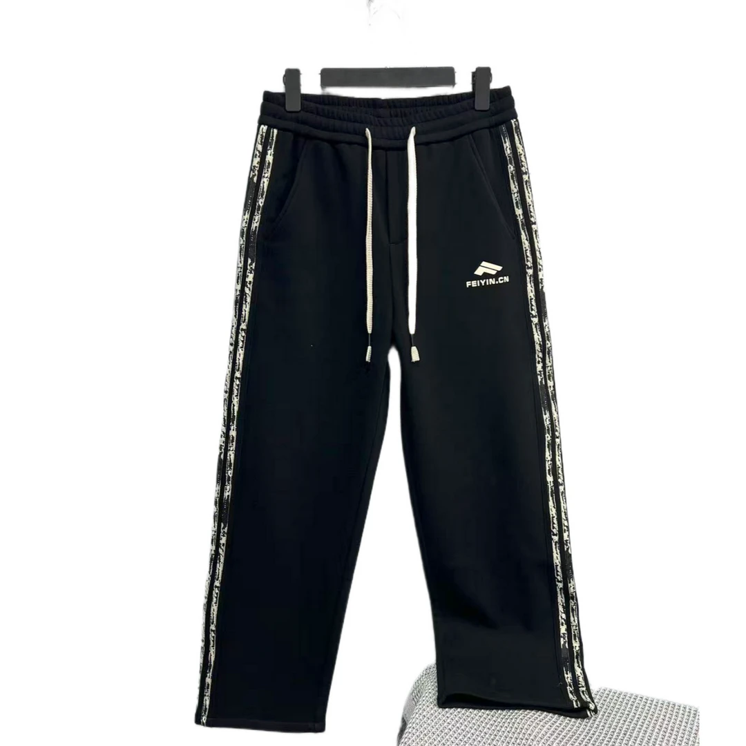 837  男士  绳子做旧工艺  裤边装饰  时尚  加绒  休闲裤