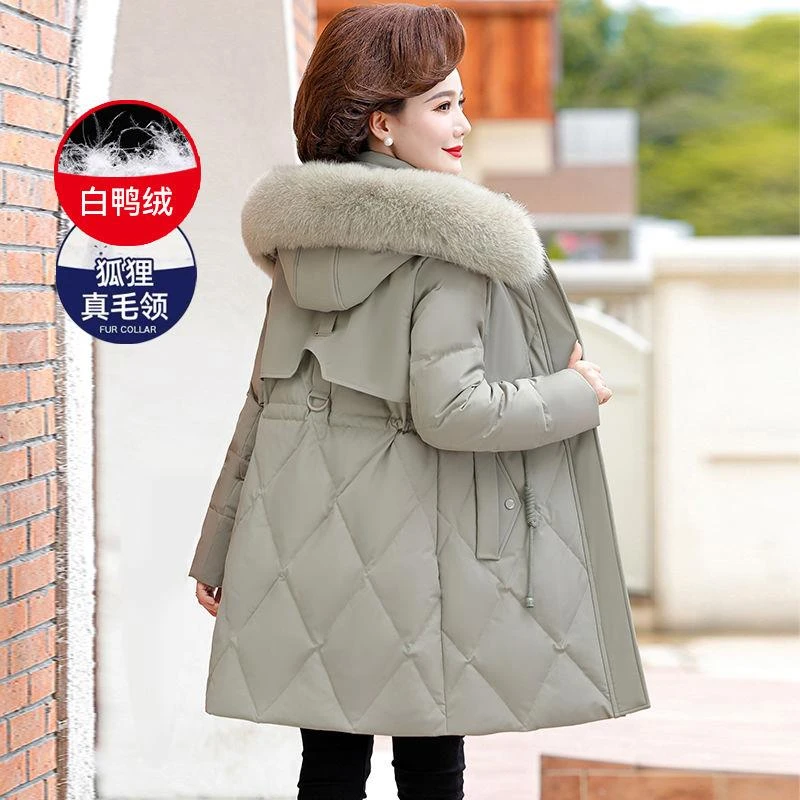波司登中年妈妈羽绒服女中长款2023新款中老年冬装狐狸毛领加厚保