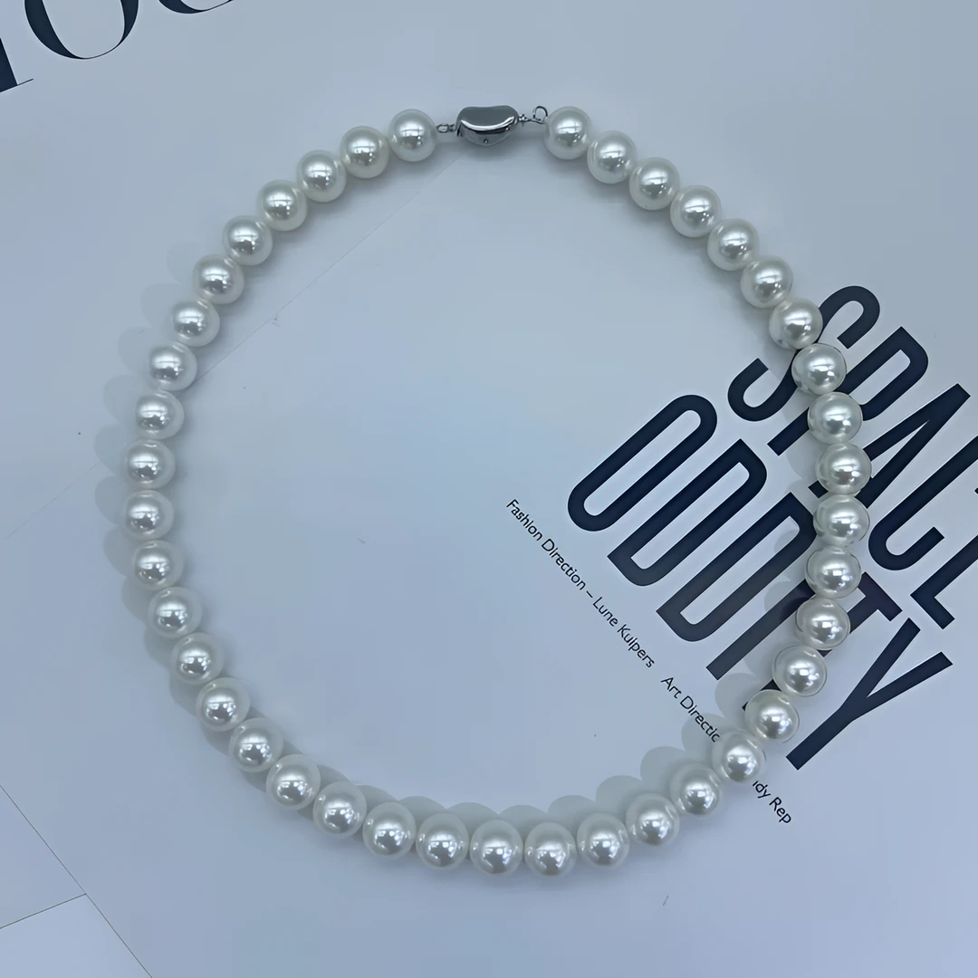 10mm倪妮同款元宝扣经典百搭冷白白珠项链显气质 贝珠