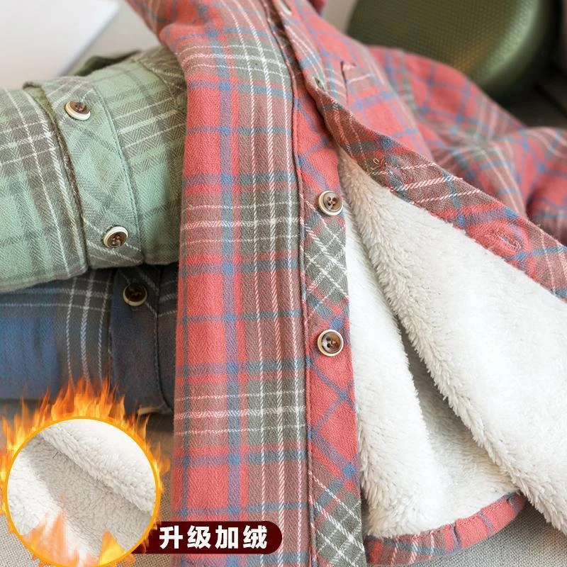 巴拉甄选男童加绒打底衫秋冬款儿童洋气格子衬衫男宝宝保暖开衫外