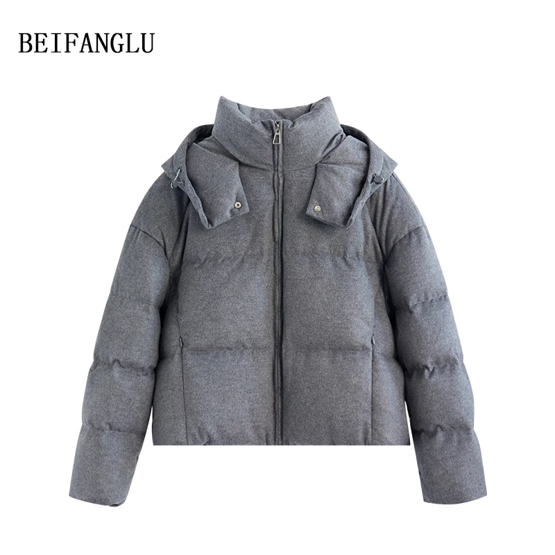 北方鹿 冬季2024新款简约连帽加厚白鸭绒休闲保暖羽绒服女士W9218