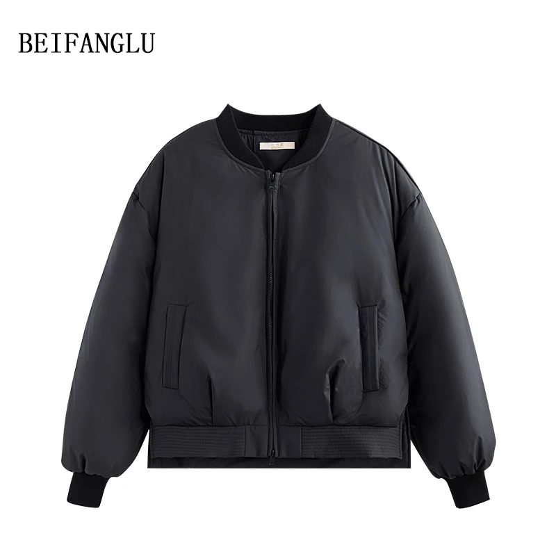 北方鹿【轻量90白鹅绒】2024冬季新品棒球领面包服短款羽绒服25207