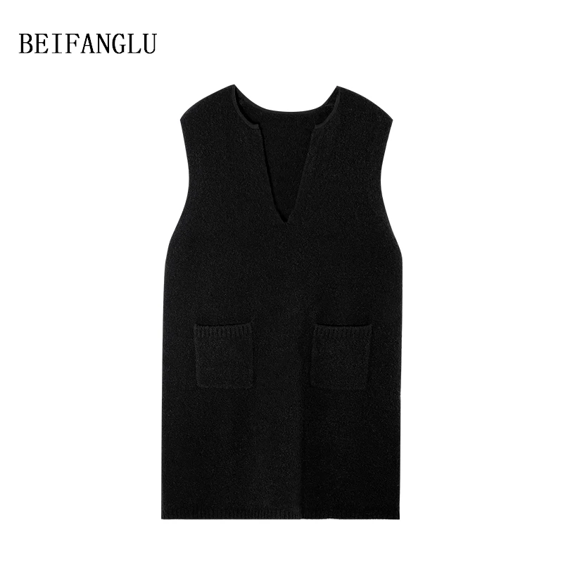 北方鹿【赫本风优雅针织裙】2024冬圈圈牦牛绒中长款无袖连衣裙2531