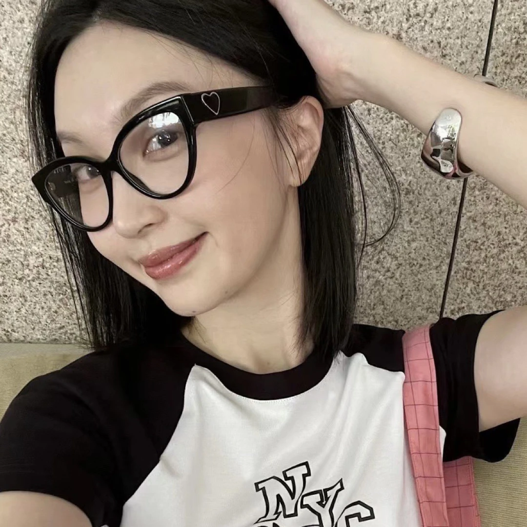 【粉丝专享】复古大框爱心猫眼黑框眼镜女近视素颜神器眼镜框架