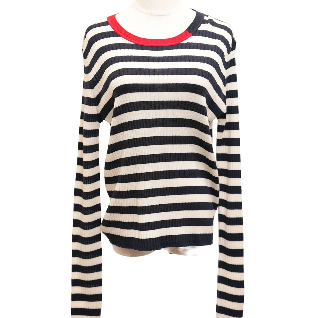 柏总衣橱 | 撞色条纹圆领长袖T恤 S045