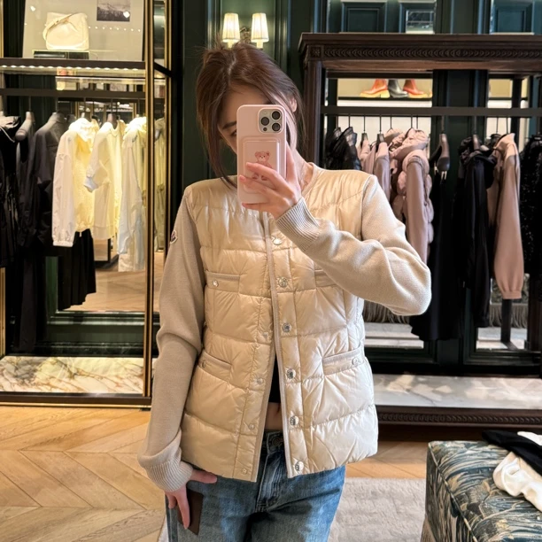 全新未使用 MONCLER 蒙口针织拼接羽绒服