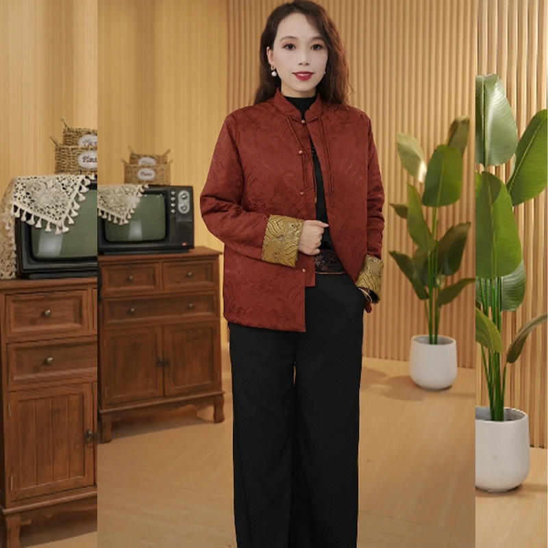 【895棉袄】新款双面双穿中国风提花棉袄中年复古秋冬外套