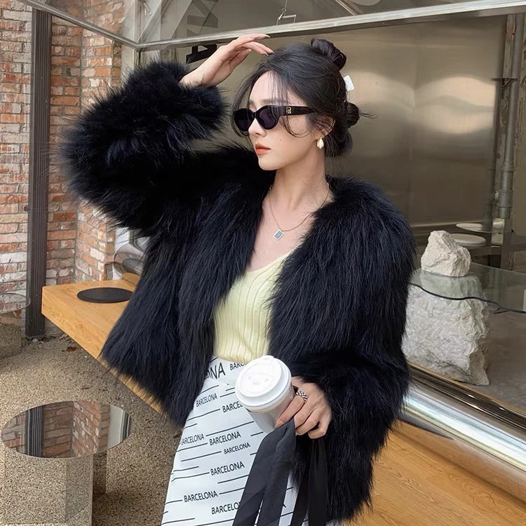 大桐｜50 白貉双面编织加密加厚秋冬真毛短款外套韩版气质爆款洋气