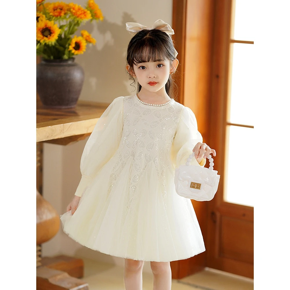 女童气质公主裙2024新款春装女孩鱼尾连衣裙时髦仙美炸街蓬蓬裙