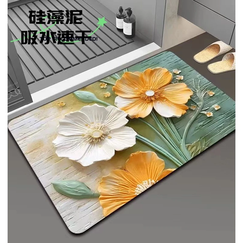 浴室地垫硅藻泥吸水垫洗手间厕所垫子家用卫生间门口速干进门脚垫
