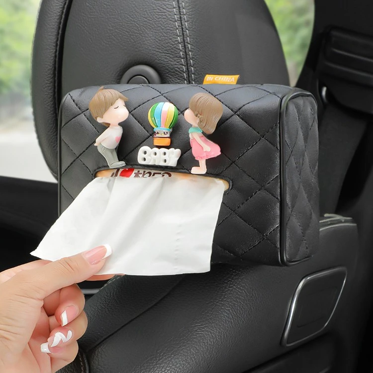 车载纸巾盒创意可爱汽车纸抽盒车内装饰家用客厅车用挂式抽纸盒