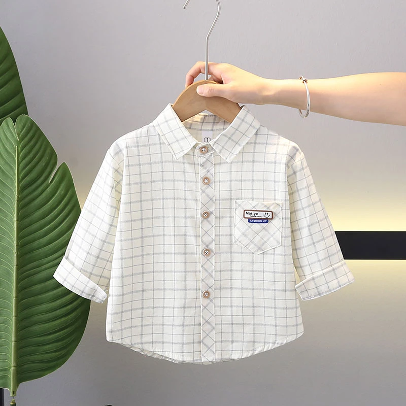 儿童春秋款酷帅外套男童长袖格子衬衫小童秋装宝宝洋气婴幼儿衬衣