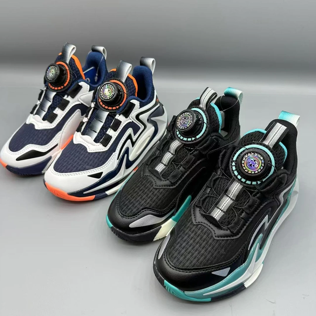 66819/66909儿童迷彩皮面旋转扣童鞋贴片底休闲鞋百搭时尚篮球运