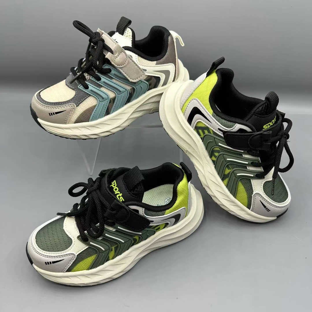 9089儿童双网魔术贴童鞋休闲鞋百搭时尚男女童运动老爹鞋31-37