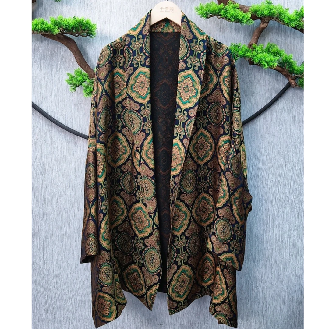 【千奈莉 】双面穿宝相花云锦香云纱袈裟外套