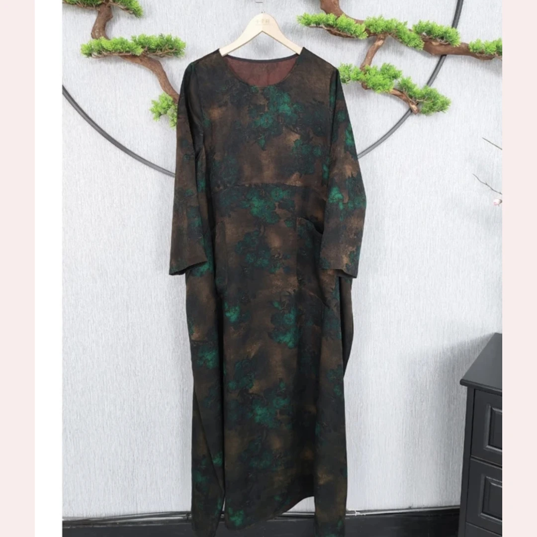 【千奈莉 】草木柔前喷老料时尚连衣裙