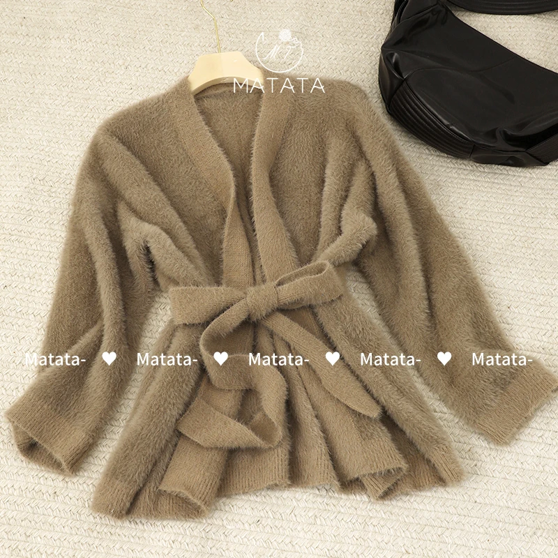 【坨坨耶】咖坨fufu 温柔慵懒水貂绒宽松软糯针织开衫外套