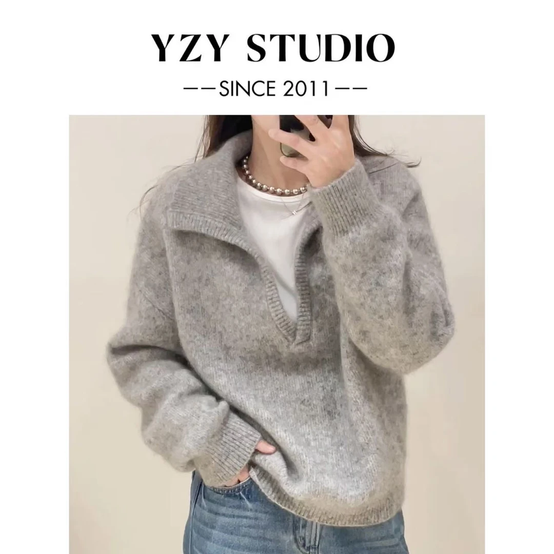 （一只羊）韩系马海南非V领时尚毛衣