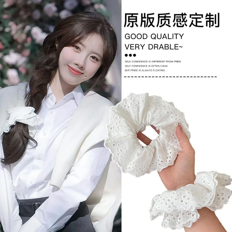 【新疆包邮】夏季双层蕾丝发圈法式小众镂空手作超仙甜美气质