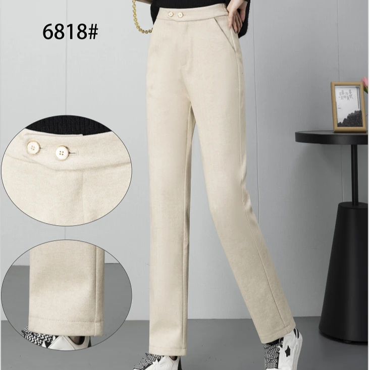 【秋冬百搭神裤】6818#直筒烟管裤女士高腰显瘦时尚半松紧休闲裤