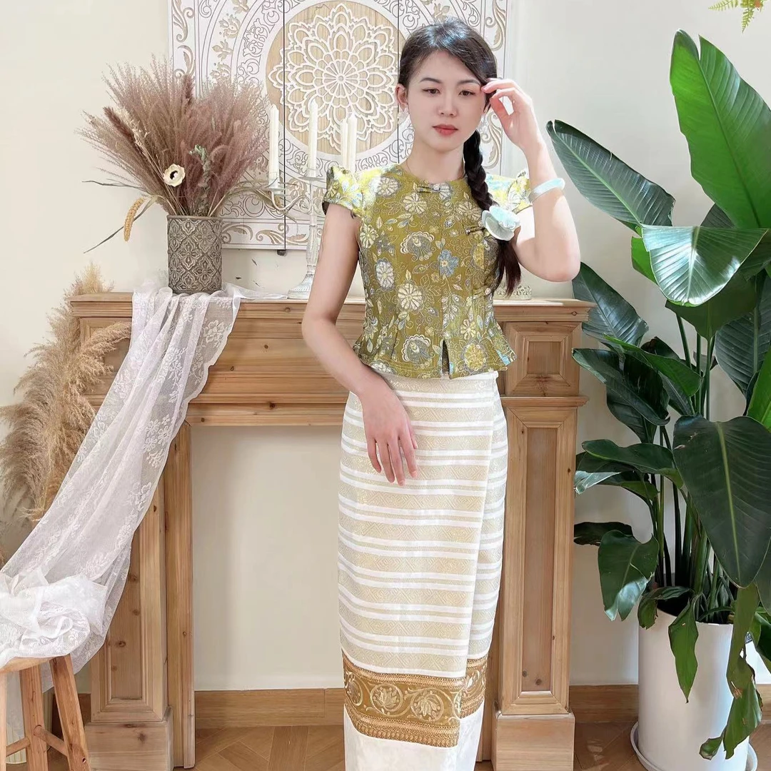 傣族显瘦气质 休闲时尚  新中式改良国风套装  短袖