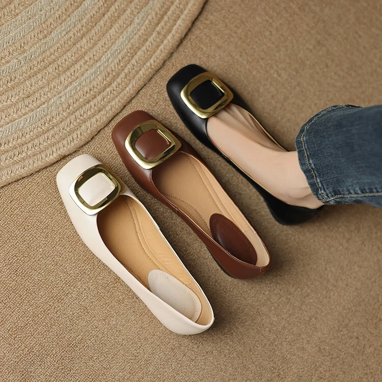 1CM牛皮猪里皮单鞋女鞋平底鞋