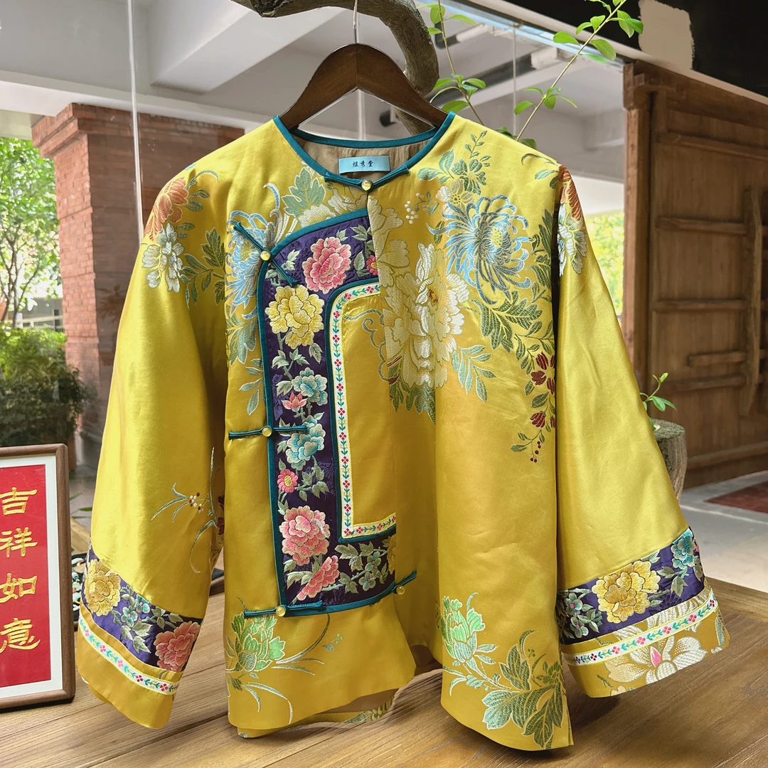 新中式国风重工刺绣花外套女2024秋季新款高级感盘扣上衣