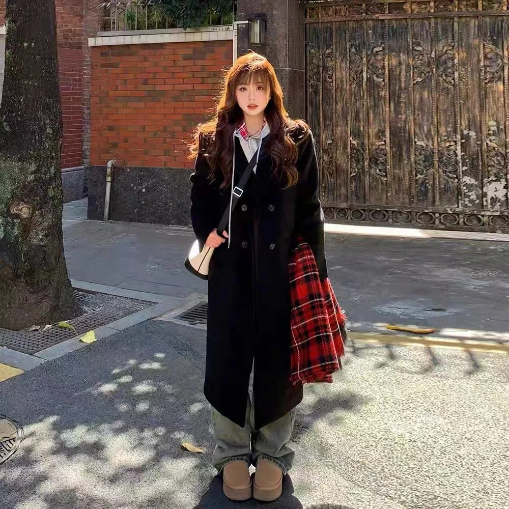 【假日印象】正肩款加棉加厚韩版宽松长款大衣9588三色【仿版必究】