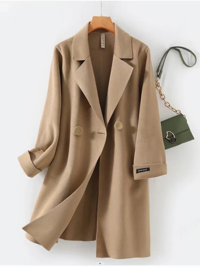 金标高货！手工裁剪！显瘦有气场 中长款大衣外套099