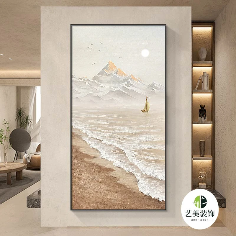 大芬油画村高档客厅入户玄关艺术现代轻奢壁画过道挂画走廊海面