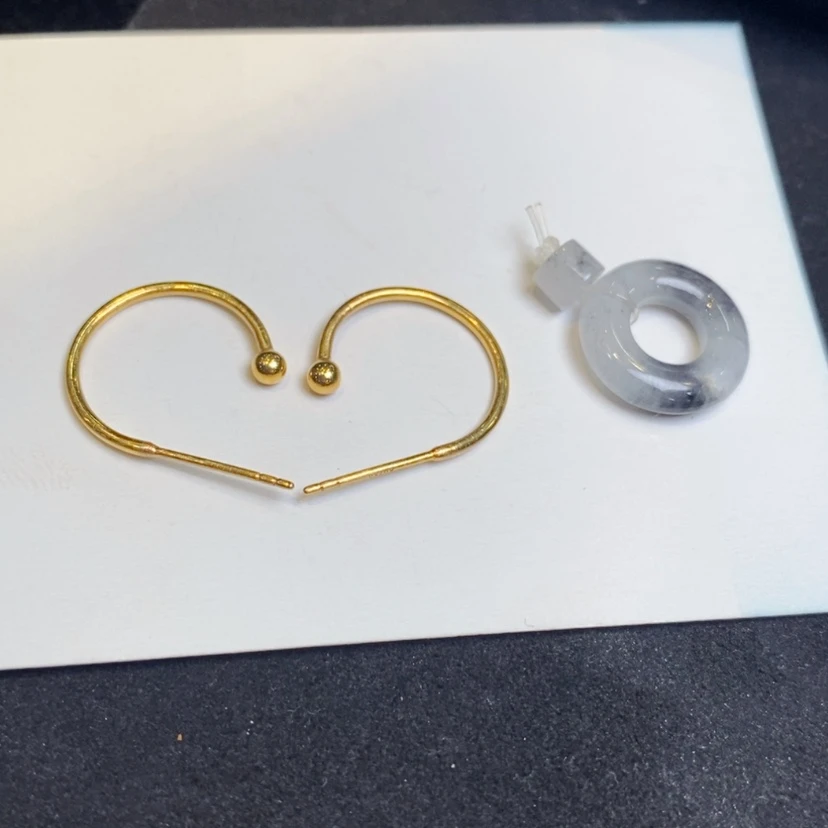 【闪购商品】翡翠耳饰18K金镶嵌甜甜圈