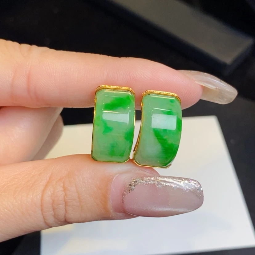 【闪购商品】翡翠耳饰18K金镶嵌圈圈