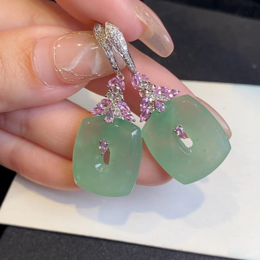 【闪购商品】翡翠耳饰18K金镶嵌福贝