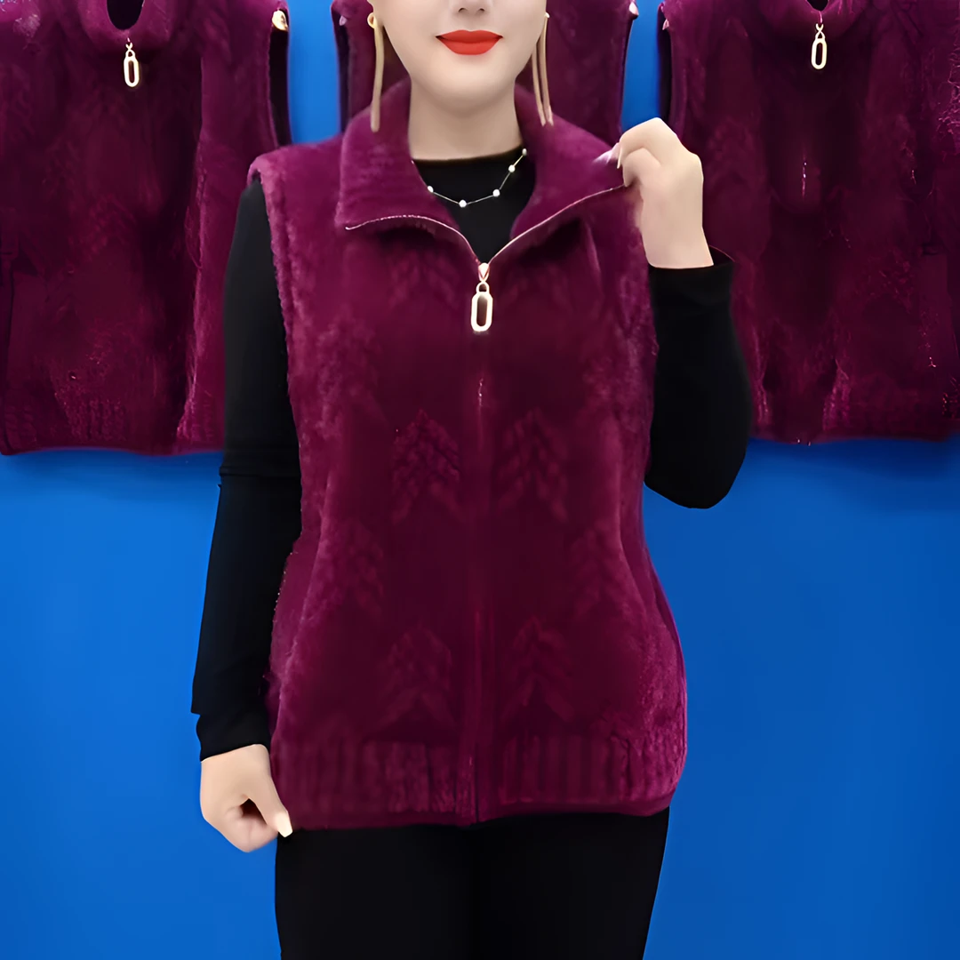 加绒加厚保暖外套时尚气质高档休闲减龄毛衣冬季时尚妈妈马甲女