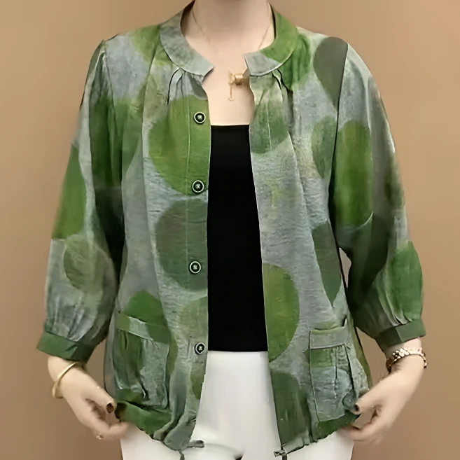 防晒外套夏季薄款七分袖百搭印花衬衫2025新款宽松休闲大码妈妈装