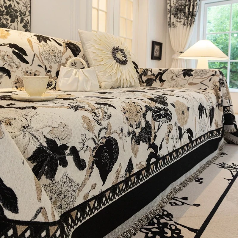 高级感美式复古沙发巾全盖一片式防猫抓沙发套罩懒人沙发四季通用