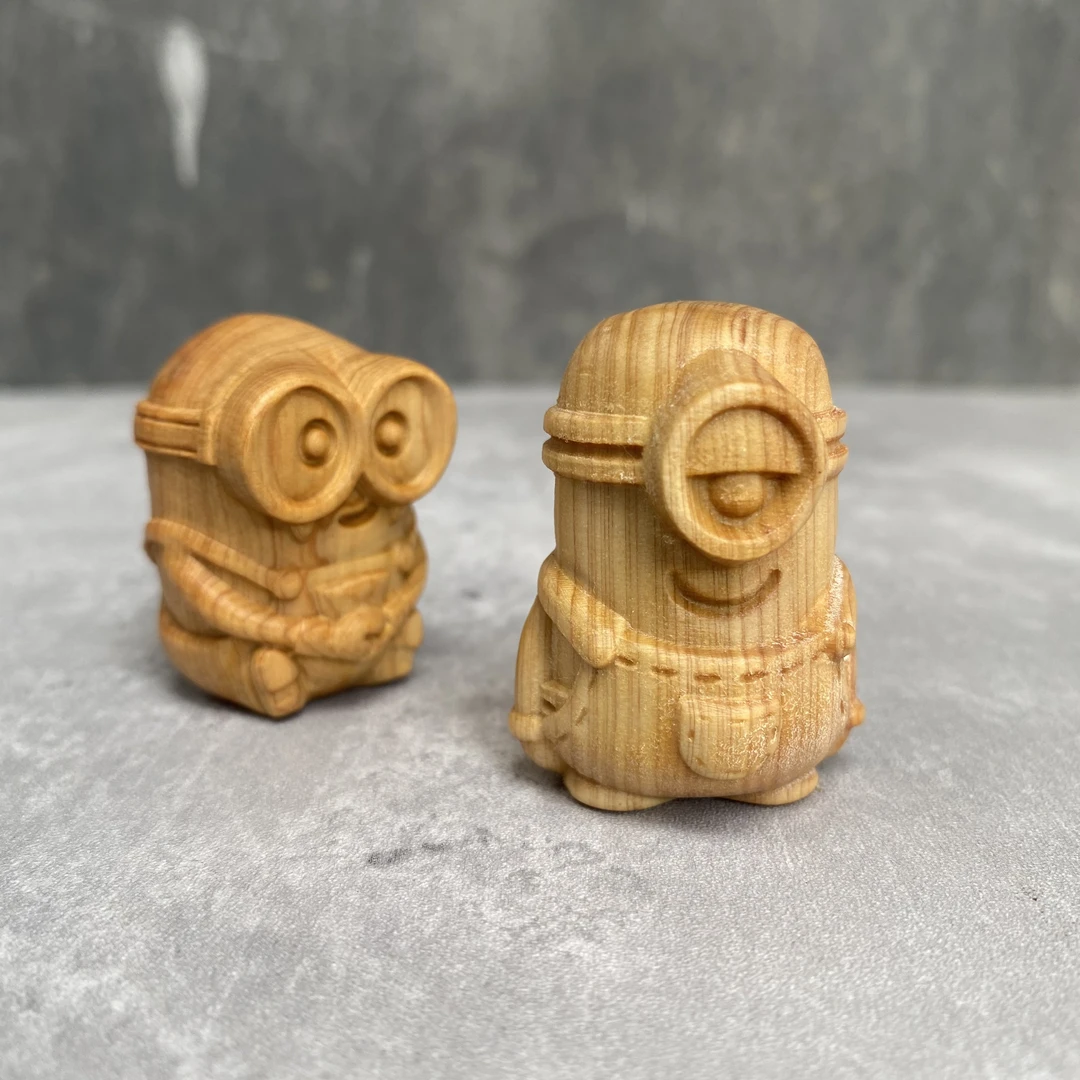 崖柏木雕神偷奶爸小黄人木质小摆件手把件手办潮流玩具