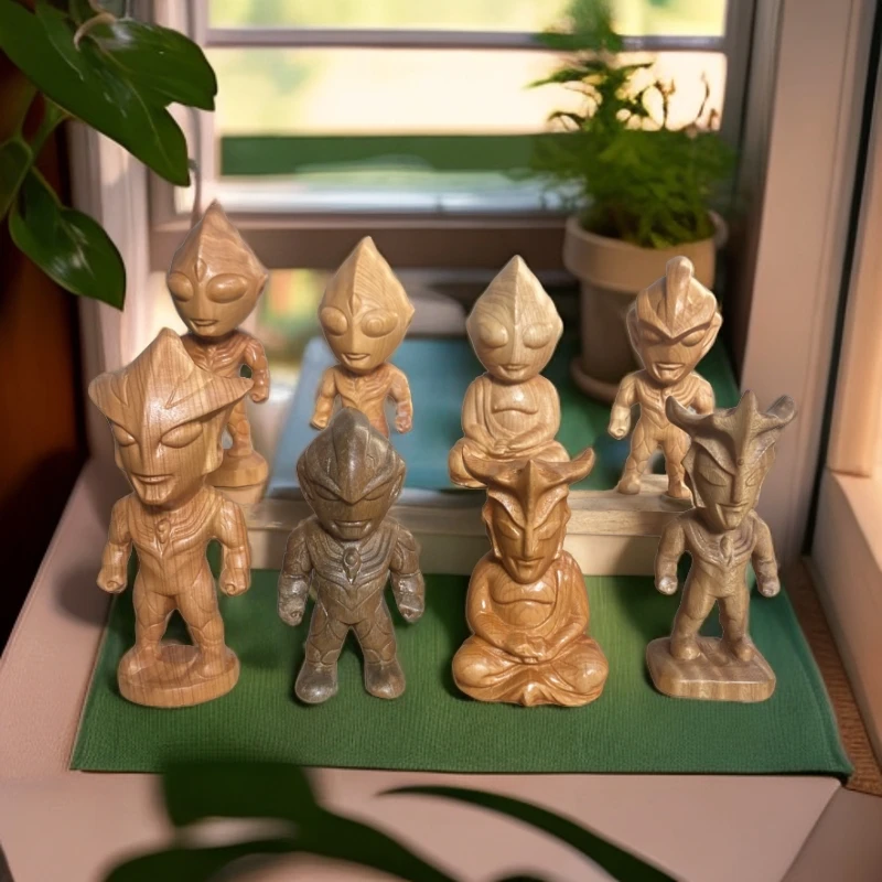 崖柏木雕迪迦雷欧打坐3-6岁儿童奥特曼菩萨木质工艺摆件卡通手把