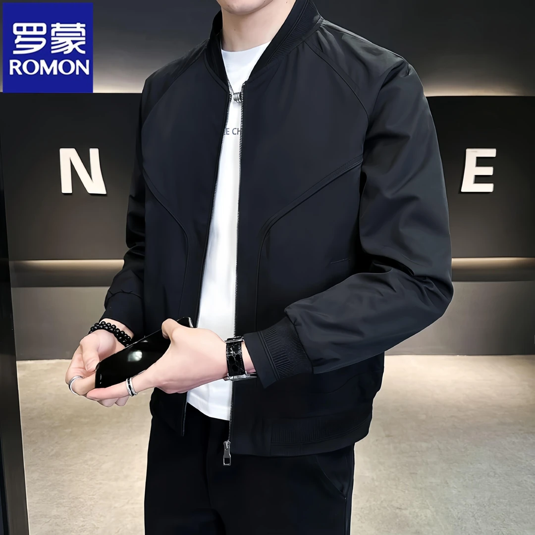 Romon/罗蒙棒球服外套男春秋款爆款潮流百搭帅气春季男装休闲夹克