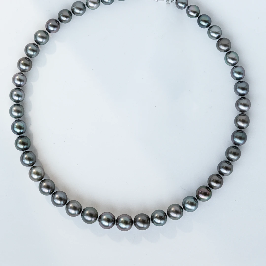 【真科研】SK孔雀强光炫彩大溪地海水珍珠项链孔雀绿