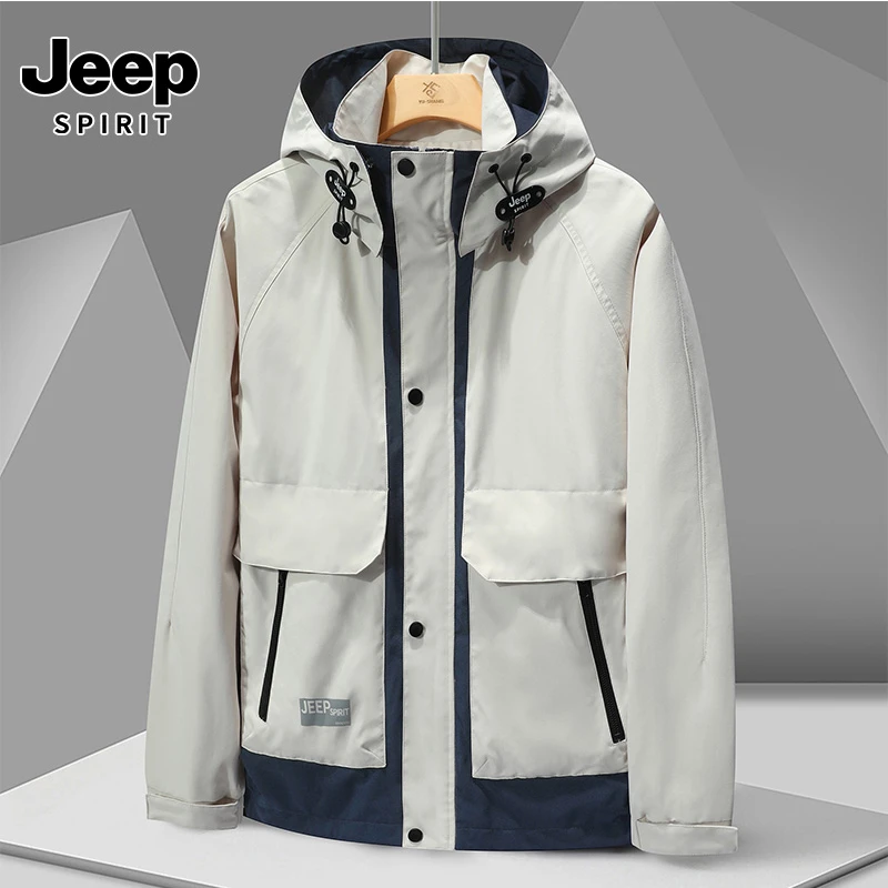JEEP吉普防水冲锋衣春秋夹克百搭外套男装女款户外运动登山服2319