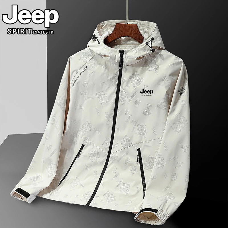 JEEP吉普外套男装女款连帽夹克衫防水风衣户外运动高档冲锋衣169