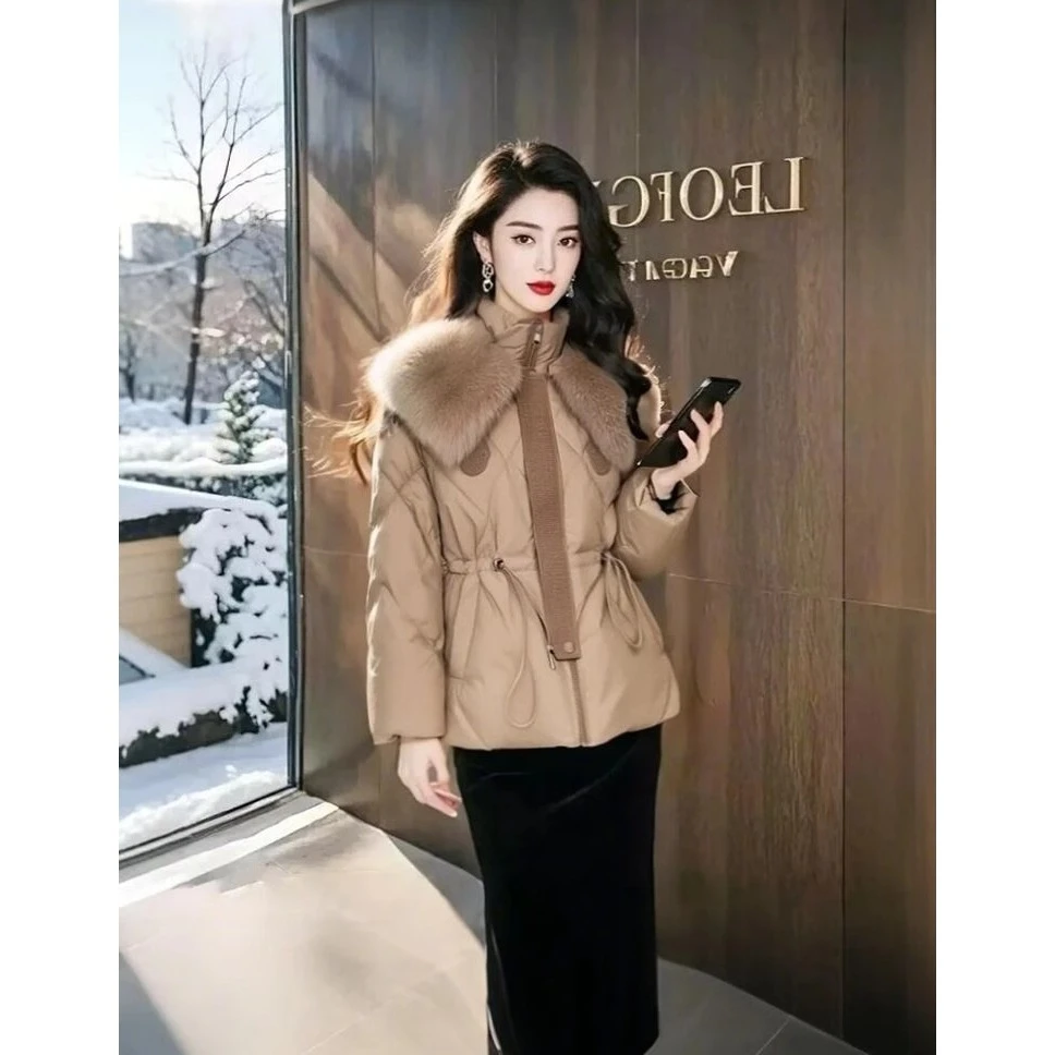 娃娃领短款拉链棉服女冬季2024新款收腰派克服保暖棉衣外套面包服