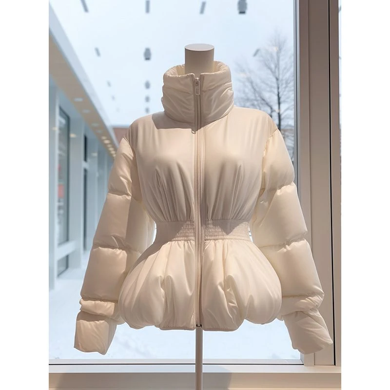 冬季百搭保暖棉服女2024年新款短款收腰显瘦立领面包小个子棉外套