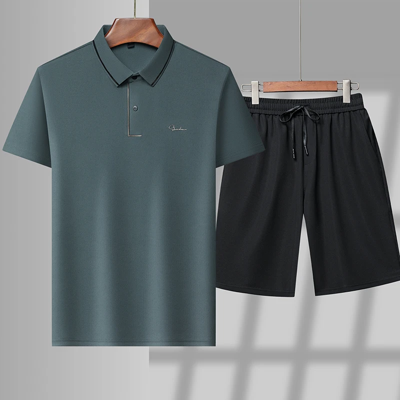 【凉感冰爽两件套】夏季新款休闲凉感速干polo衫男士柔软亲肤休闲裤