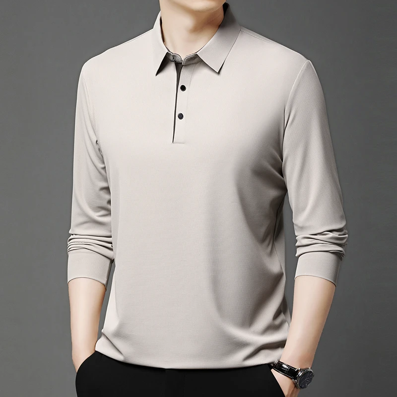 Mexican/稻草人男士长袖polo衫翻领宽松纯色秋冬打底衫男装