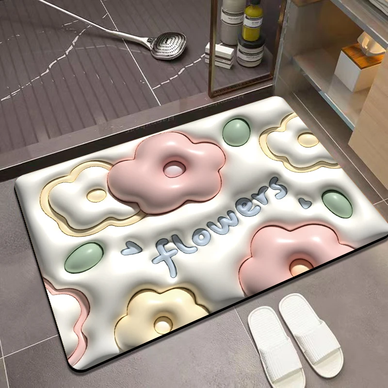 工厂直发3d立体膨胀速干软地垫浴室门口吸水防滑脚垫卫生间防滑垫