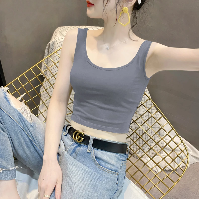 莫代尔小吊带背心女春季新款无袖内搭美背打底衫网红高腰露脐上衣